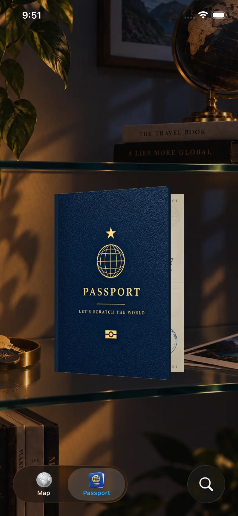 Your passport book, with a page for every region